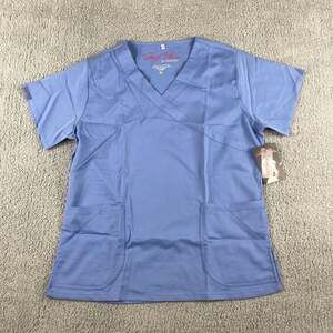 mediChic Marilyn Monroe Women's XL Blue V-Neck Polyester Blend SS Medical Top